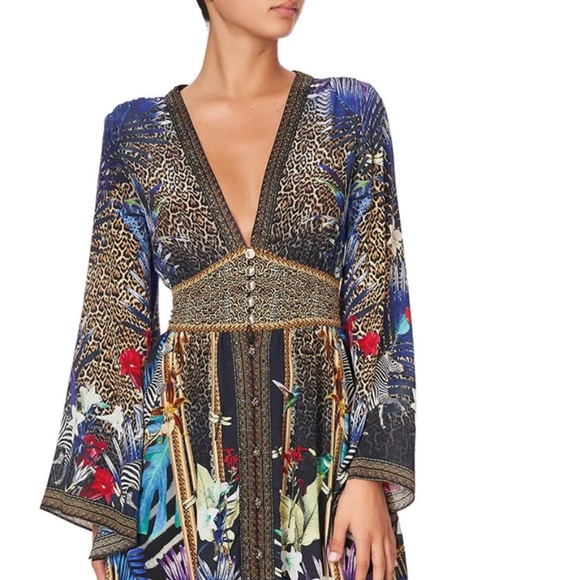 Kimono Sleeve Dress With Shirring Detail - Picture 2 of 2